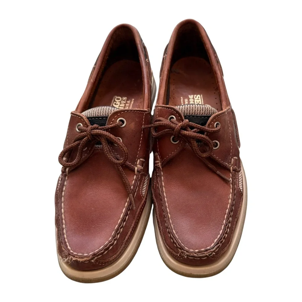 Vintage Sebago Clovehitch II Leather Boat Shoes Mens‎ 9 N Narrow Brown USA Made